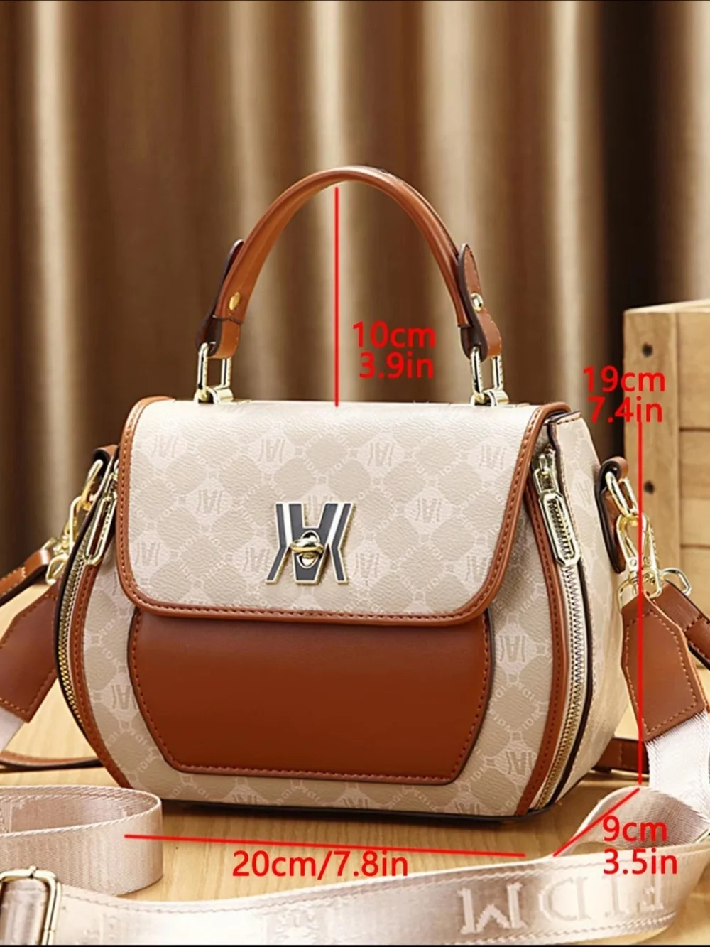 Beige Top-Handle and Crossbody Satchel with Matching Wallets